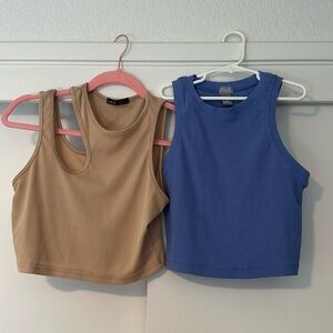 Two ribbed crop tops